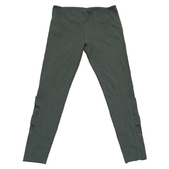 Athleta Mesh Side Panel Leggings Size Large Sage Green - Picture 2 of 13